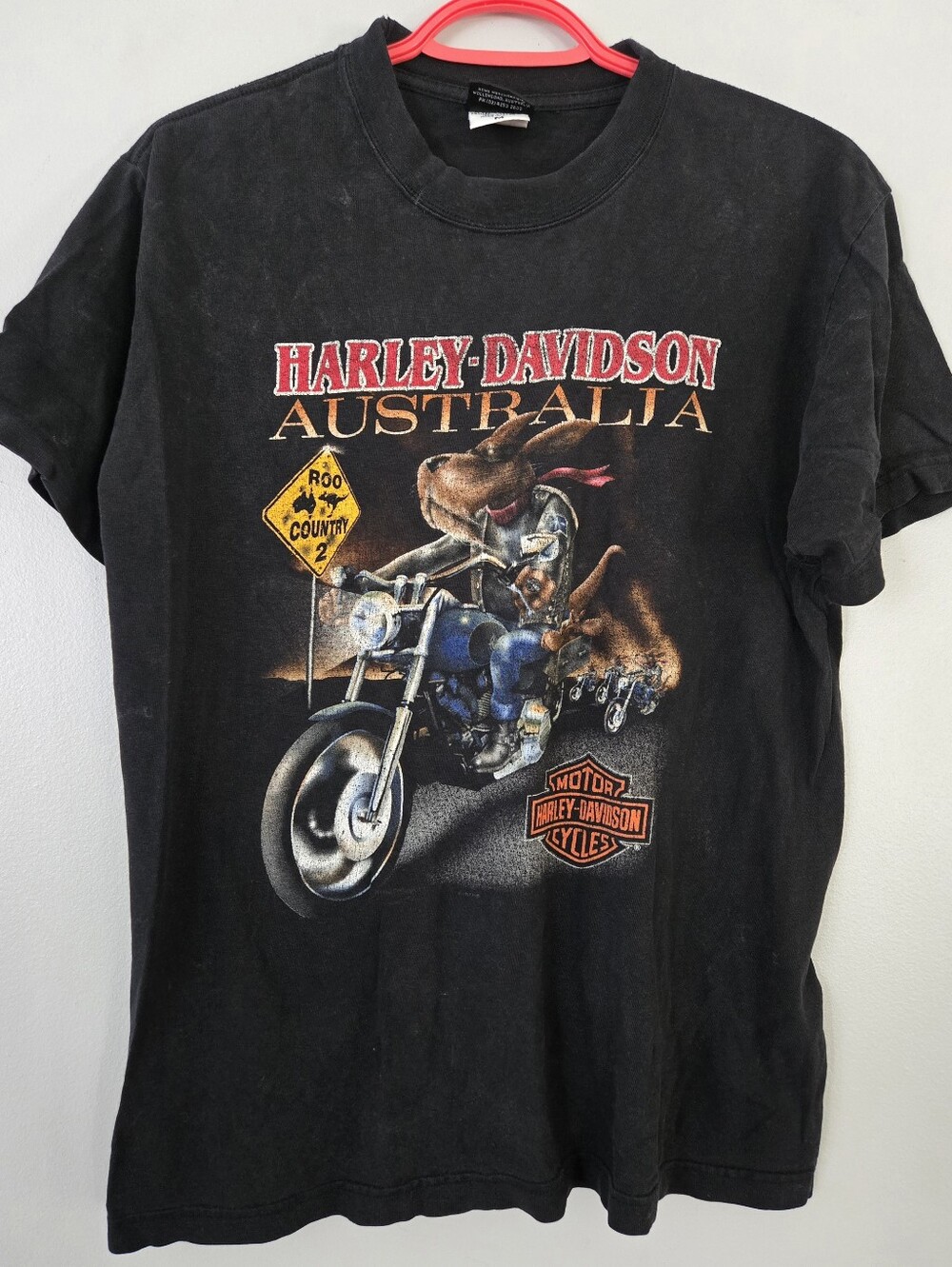 Vintage‎ 1997 Harley Davidson Australia Kangaroo Biker T-Shirt M Black Acme Tag